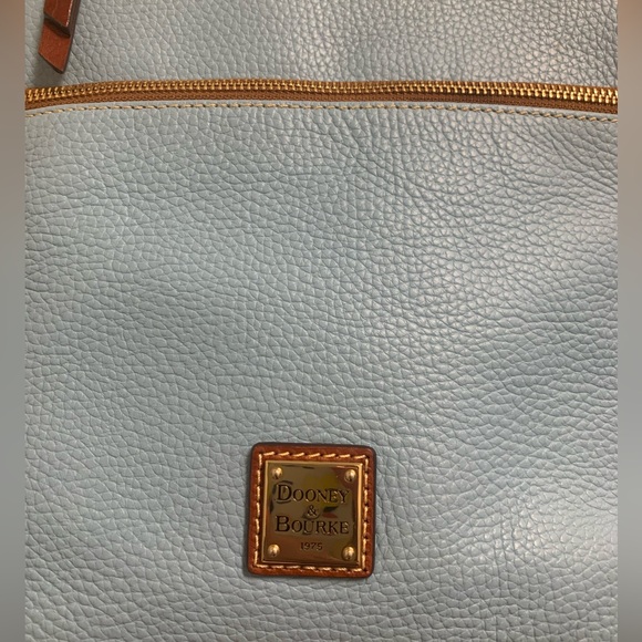 Dooney & Bourke Blue Pebbled Leather with Brown Trim - Picture 10 of 16